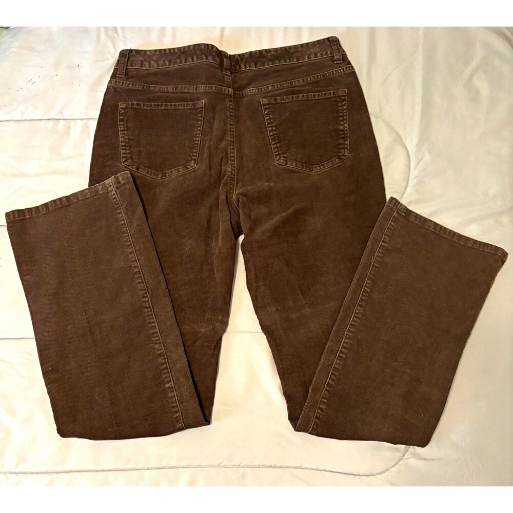St. John’s Bay Women’s Brown Corduroy Straight Leg Pants Mid Rise Pockets 12